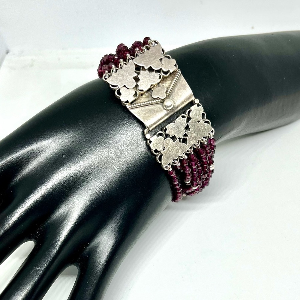 Victorian Sterling Silver Garnet Bracelet